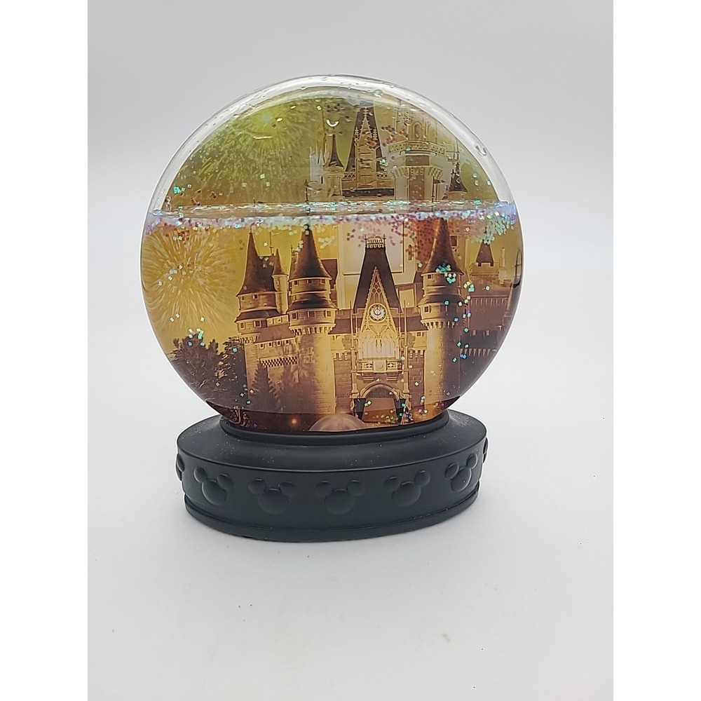 Disney Parks Cinderella Castle Flat Glitter Snow Globe Glitter Sepia Gold Tone